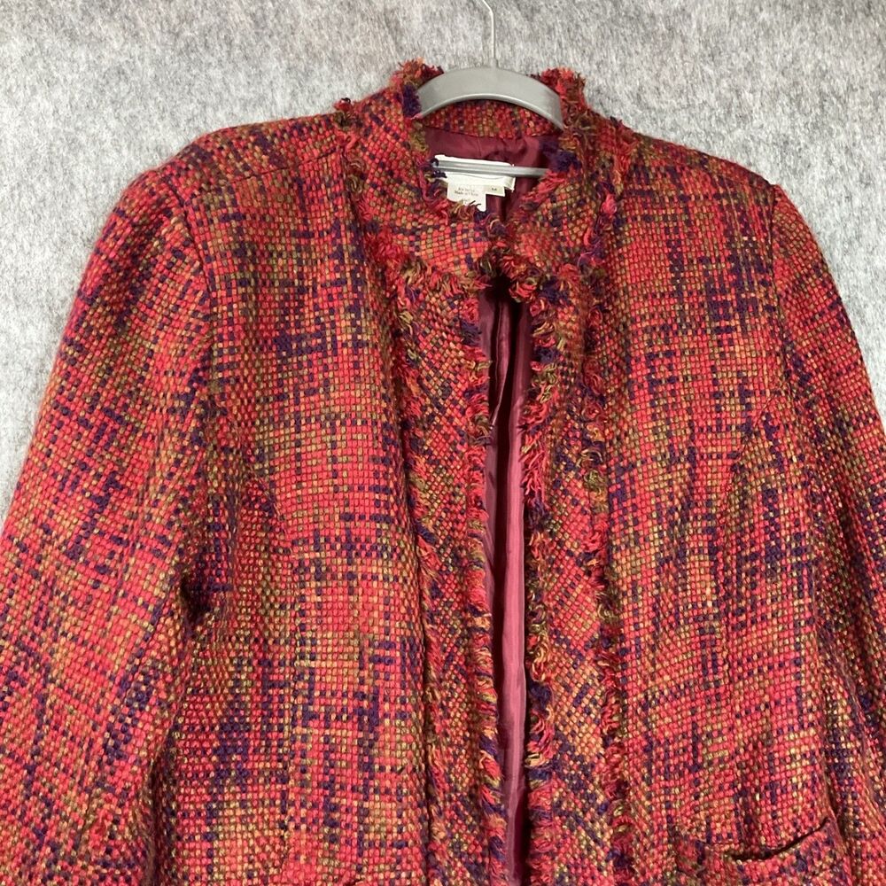 Coldwater Creek Jacket Womens Medium Red Pockets Wool Blend Open Front Capsule - Picture 4 of 10